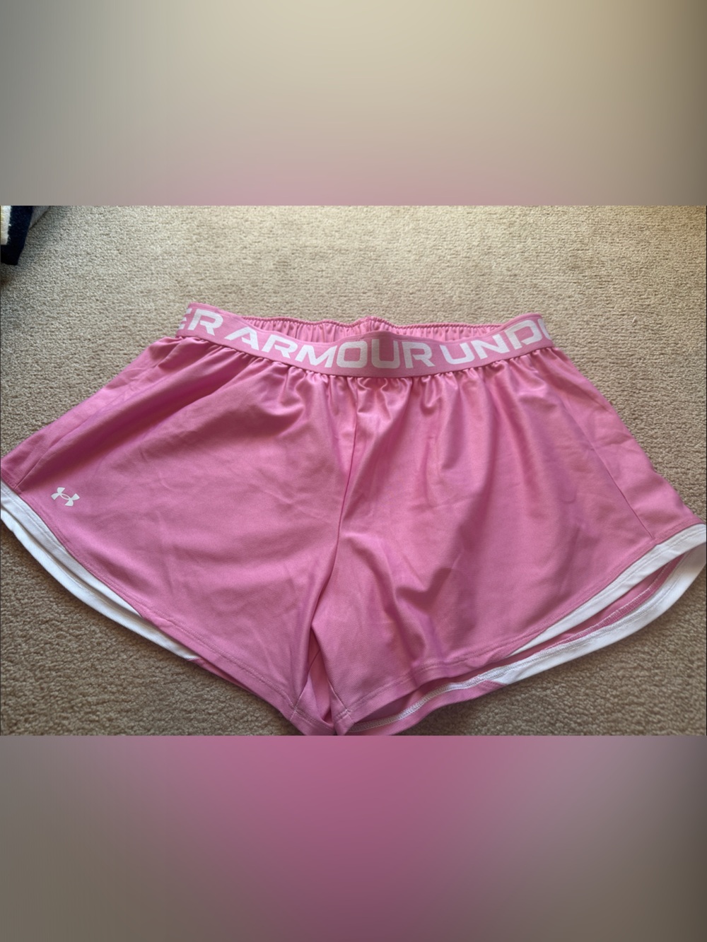 Under Armour Pink Women’s Athletic Shorts with White Trim